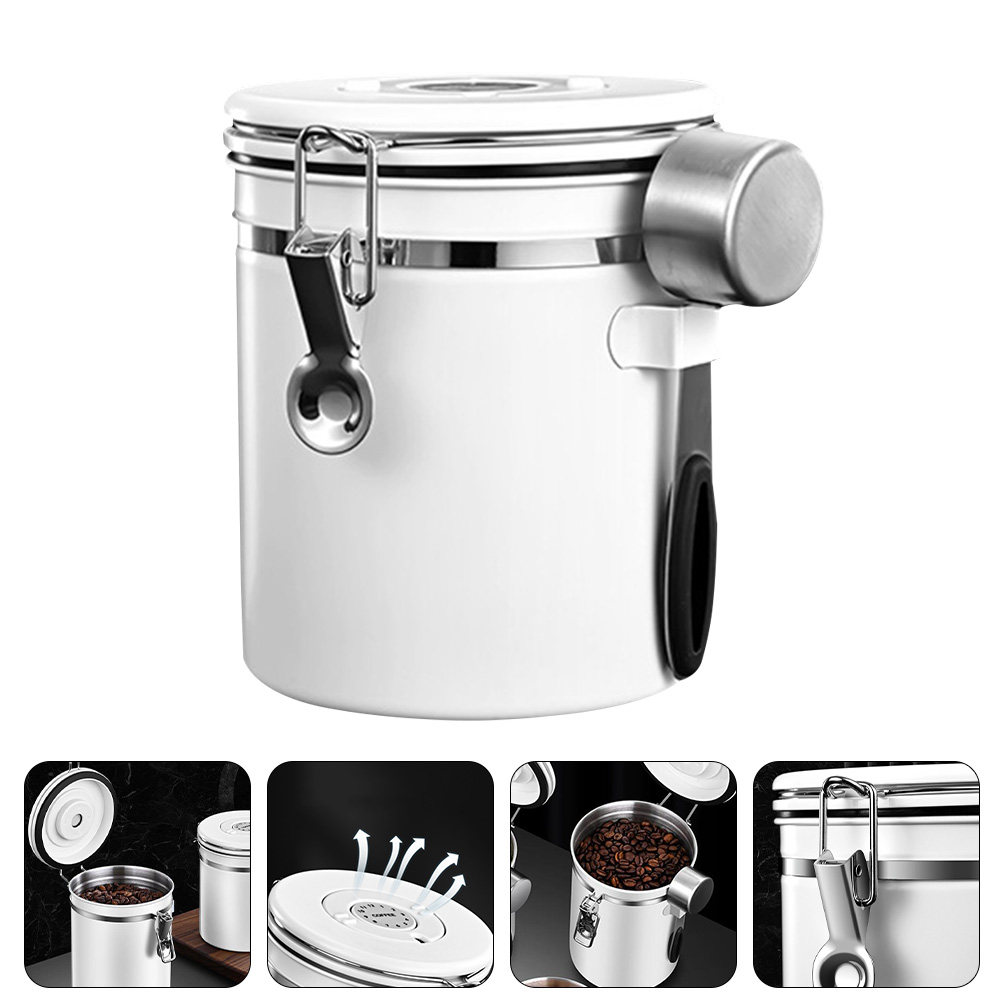 Coffee Tea And Sugar Set - Roestvrijstalen koffiebonenopslagpot met ontluchtingsventiel, luchtdichte theebus,