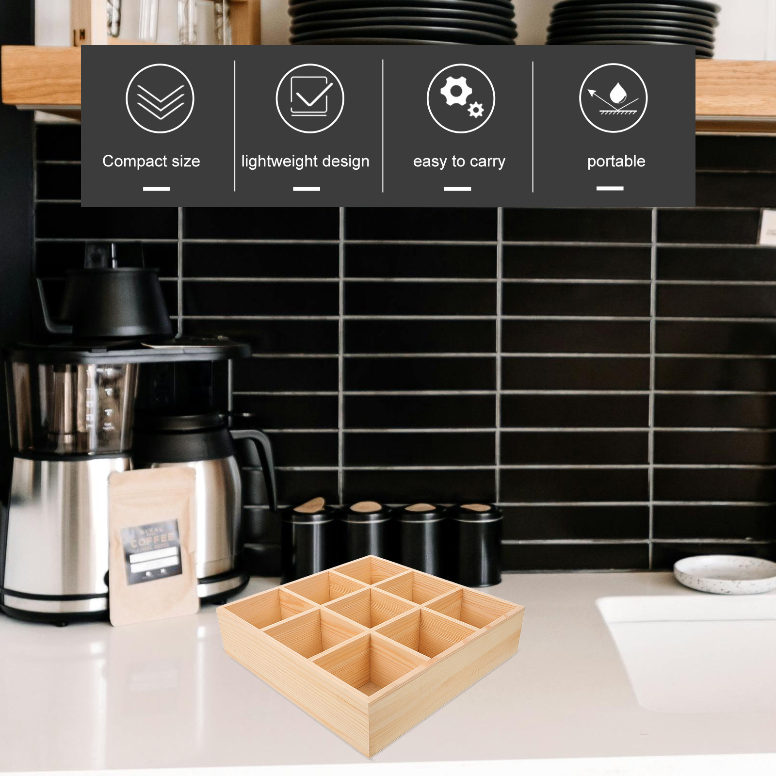 Houten theezakjeshouder, multi - Coffee Tea Sugar recensie en prijs